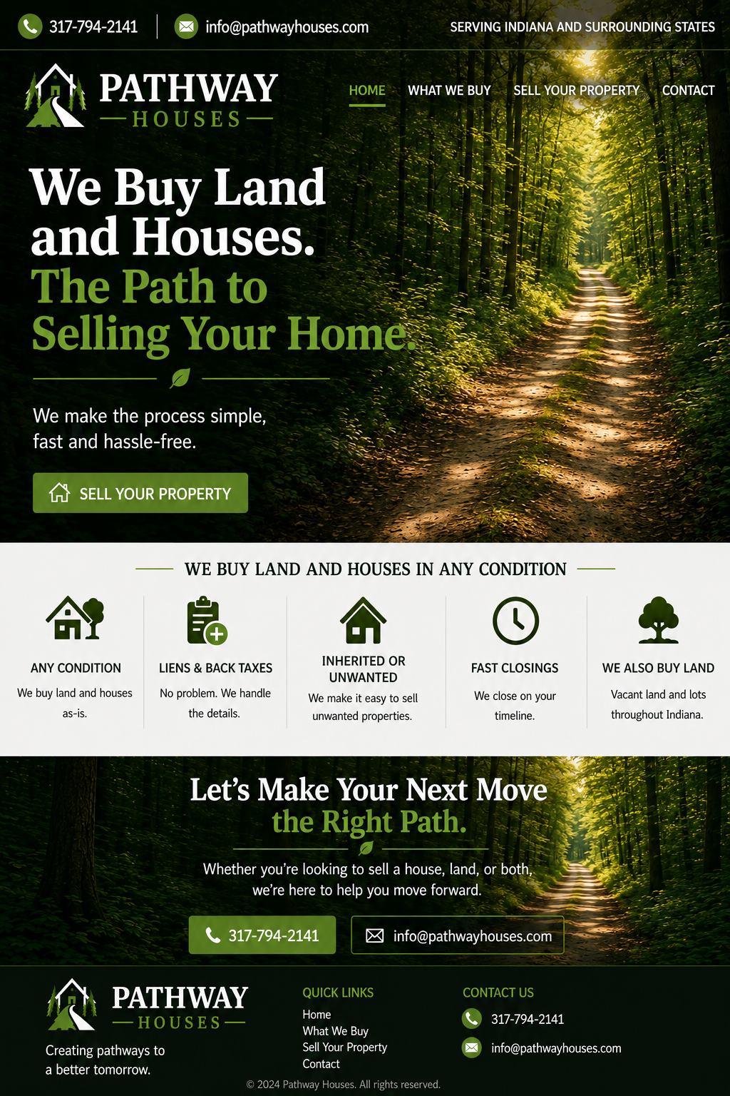 Pathway Houses website: We Buy Land and Houses — The Path to Selling Your Home